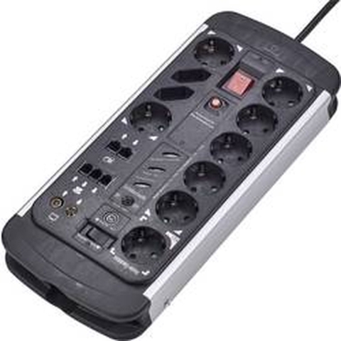 Renkforce 1015A-CMB-SXMS Master/slave-stekkerdoos 10-voudig Zwart, Aluminium Randaarde stekker 1 stuk(s)