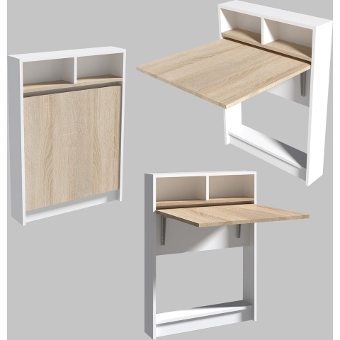 Opklapbare Eettafel - Stijlvol Eiken Design - Ruimtebesparend 70x90x15cm - Duurzaam Melamine Materiaal