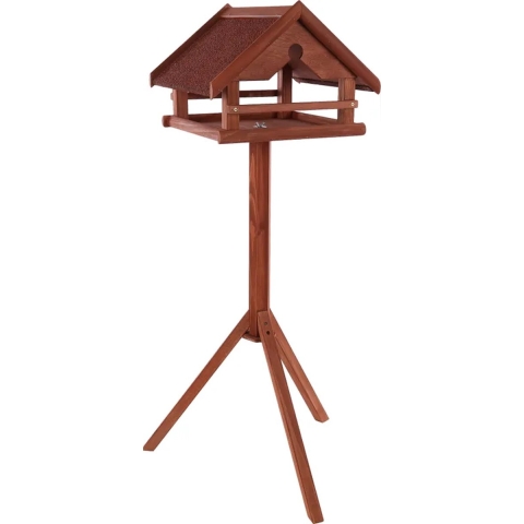 Flamingo Voederhuis met Staander Hafnir Hout– 42cm L x 40.5cm B x 119cm H, Gemaakt van Dennenhout,