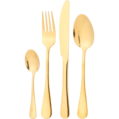 Infinity Goods Bestekset - Goud - 24-Delig - 6 Persoons Bestek - Mes/Lepel/Vork - RVS - Goud