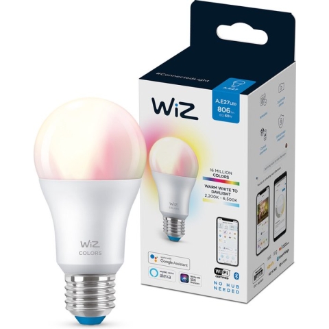 WiZ Lamp Slimme LED Verlichting E27 Lichtbron - Gekleurd en Wit Licht - 60W - Mat - WiFi