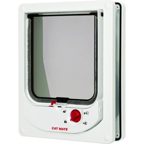 Cat Mate 254W elektromagnetisch kattenluik met 4-wegvergrendeling - 24,2 cm x 19,5 cm x 6 cm - wit