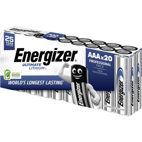 Energizer Ultimate FR03 AAA batterij (potlood) Lithium 1250 mAh 1.5 V 20 stuk(s)