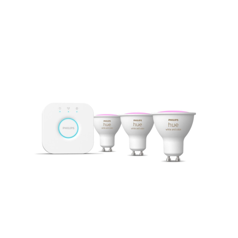 Philips Hue – GU10 White & Color Ambiance Starter Kit with Bridge (3-Pack)
