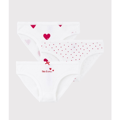 Petit Bateau Slips - 3-pack - Wit m. Harten - Petit Bateau - 10 jaar (140) - Slips