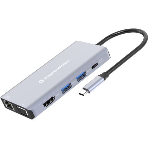 Conceptronic DONN20G notebook dock & poortreplicator Bedraad USB 3.2 Gen 1 (3.1 Gen 1) Type-C Grijs