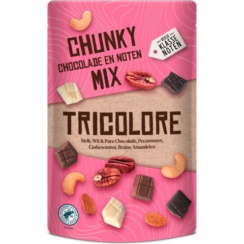 6x Verse Klassenoten Chunky Chocolade en Noten Mix Tricolore 150 gr