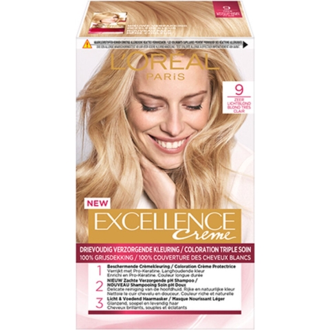 2x L'Oréal Excellence Crème Permanente Crèmekleuring 9 Zeer Licht Blond