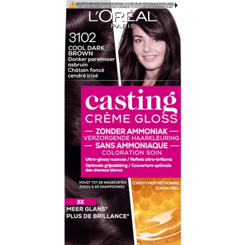 2x L'Oréal Casting Crème Gloss Semi-Permanente Haarkleuring 3102 Donker Parelmoer Asbruin