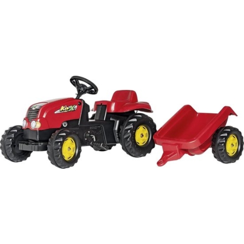 Rolly Toys rollyKid Rood - Traptractor met Aanhanger