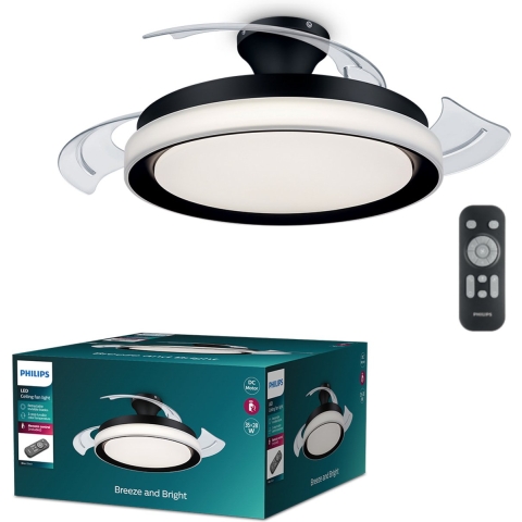 Philips Lighting Bliss Plafondventilator 28 W, 35 W (Ø x h) 510 mm x 418 mm Zwart