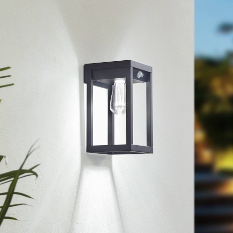 Lindby - Enea Smart Zonnecel Wandlamp w/Sensor Zwart
