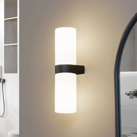Lucande - Basolo Wandlamp H31,5 IP44 Zwart