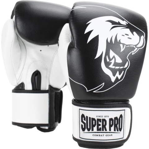 Super Pro Combat Gear Undisputed Bokszakhandschoenen Leder Zwart/Wit Large