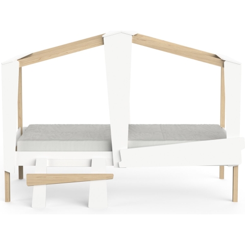 Tienerbed Cabane 90x200 Wit/Eiken