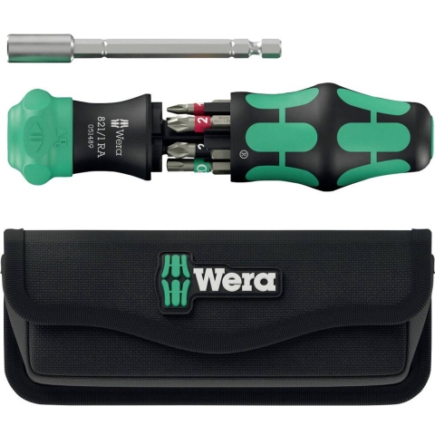 Wera 05051520001 Kraftform Kompakt 28 RA Bitschroevendraaier In Etui - 6 In 1 Multi-bit - Met Ratelfunctie