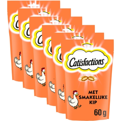 6x Catisfactions Kattensnoepjes Kip 60 gr