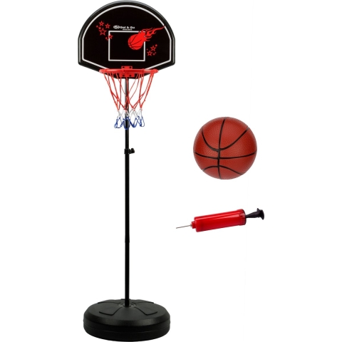 Get&GO Basketbalstandaard - Verstelbaar - Bal + Pomp - Zwart - Tot 172 cm
