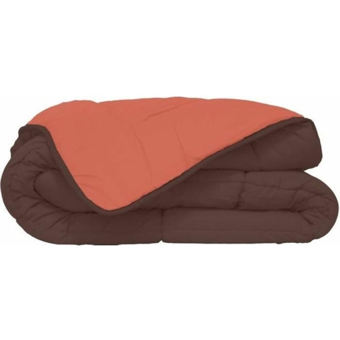 Easybed - Dekbed Hoesloos Wasbaar - Vaste Overtrek - Chocolade&Koraal 140x200cm