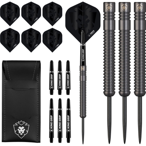 KOTO Sting Black PVD 90% Tungsten Darts, 25 Gram Steeltip Dartpijlen Van 90% Wolfraam, Professionele Stalen Punt DartSet Met 3 Pijlen en 6 Shafts, Met Dart Wallet