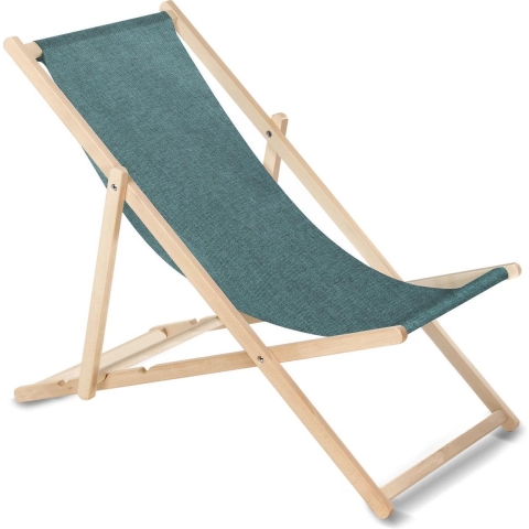 GreenBlue - Ligstoel - Beukenhout 3 verstelbare rugleuningposities - Blauw
