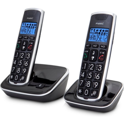 Fysic FX-6020 - Big Button Dect telefoon - 2 handsets - Zwart