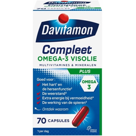 Gratis Verzending: 2x Davitamon Compleet Omega-3 Visolie 70 capsules