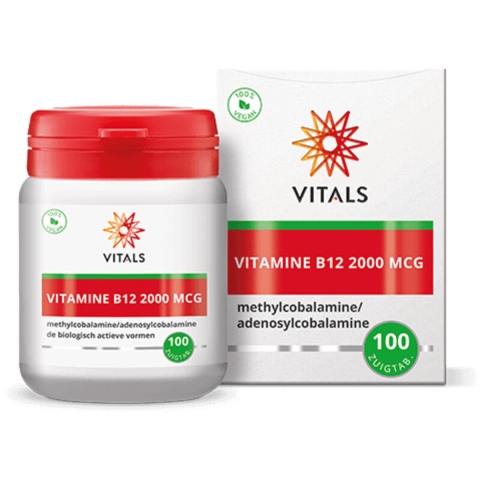 Gratis Verzending: 2x Vitals Vitamine B12 2000mcg 100 zuigtabletten