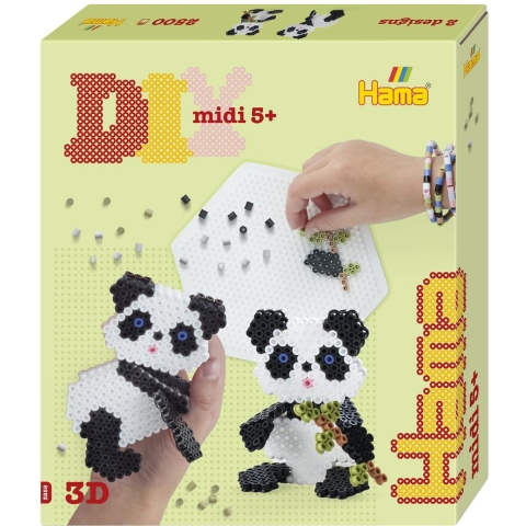 Hama Strijkkralen Midi 3D Panda 2500 Stuks