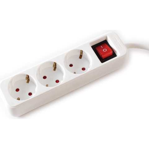 VALUE 3-voudige stekkerdoos met schakelaar, wit, 3 m