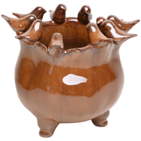 Pot Fedde keramiek bruin 18,8x17,8x16cm