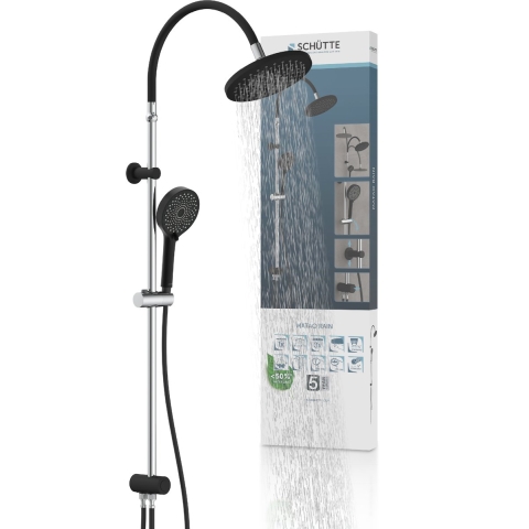 Schutte MATAO RAIN regendouche set | Chroom/mat zwart - 60627