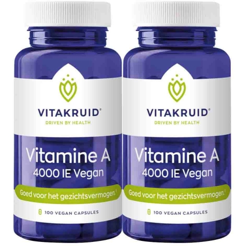 Gratis Verzending: 2x Vitakruid Vitamine A 4000 IE Vegan 100 capsules