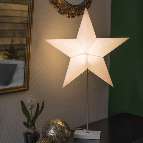Konstsmide 1752-220 Kerstster Gloeilamp, LED Wit, Hout Standaard, Schakelaar