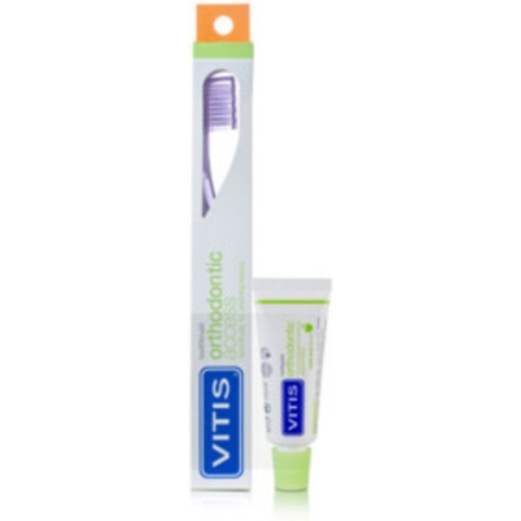 3x Vitis Tandenborstel + Mini Tandpasta Orthodontic