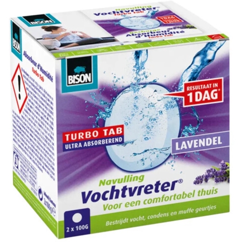 4x Bison Vochtvreter Turbo tab Lavendel 100 gr