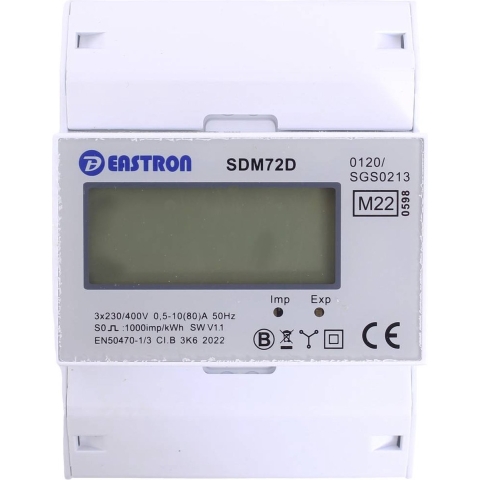 Counttec SDM72D kWh-meter 3-fasen Digitaal 80 A Conform MID: Ja 1 stuk(s)