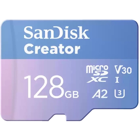SanDisk Creator microSDXC-kaart Retail 128 GB A2 Application Performance Class, UHS-I U3, v30 Video Speed Class Incl. SD-adapter, Temperatuurbestendig, Met
