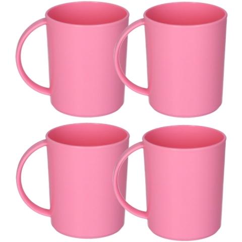 Plasticforte onbreekbare Drinkbekers - 12x - kunststof - 350 ml - roze - kinderen - camping -