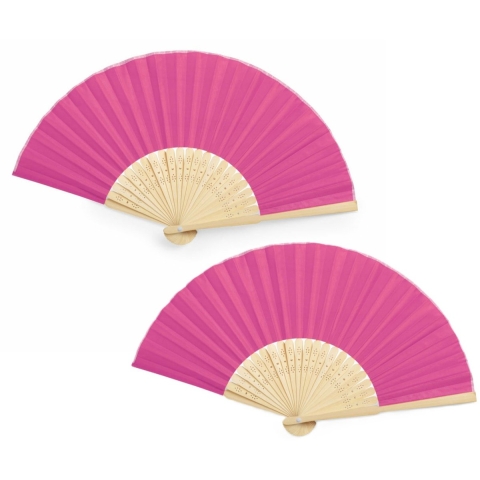 Handwaaier/spaanse waaier - 10x - fuchsia roze - bamboe/polyester - 38 x 21 cm - verkoeling/zomer -