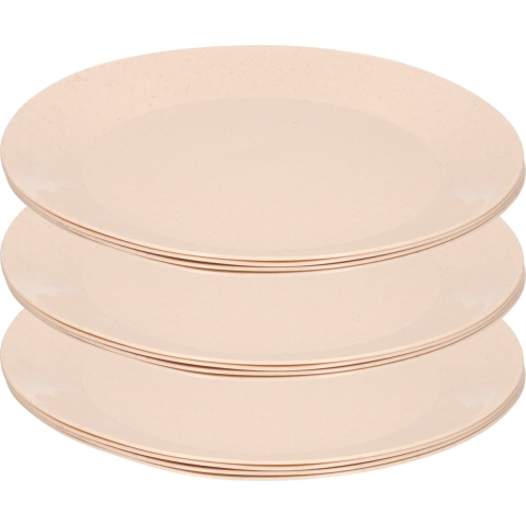 Borden - 16x - eco beige - D21 cm - afbreekbaar bio materiaal - ontbijtbordjes - dinerborden -
