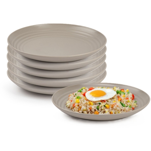 Plasticforte Rond bord/camping bord - 8x - D20 cm - taupe - kunststof - onbreekbaar - servies -