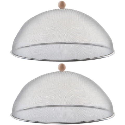 Set van 2x stuks luxe stevige Rvs vliegenkappen/voedselkappen 43 cm -