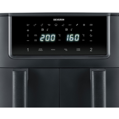 Severin FR 2463 Airfryer 8 l 2600 W Timerfunctie, Met display Zwart