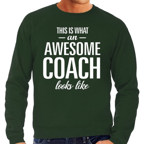 Awesome Coach / trainer cadeau sweater groen heren S -