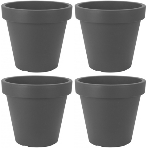 4x kunststof bloempotten 40 cm antraciet grijs -