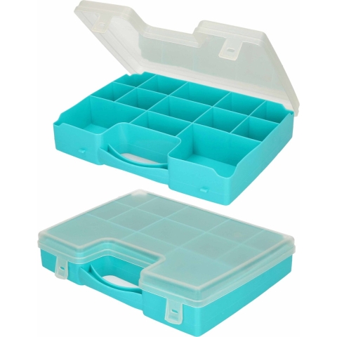 3x Opbergkoffertje/opbergdoosjes 13-vaks blauw -