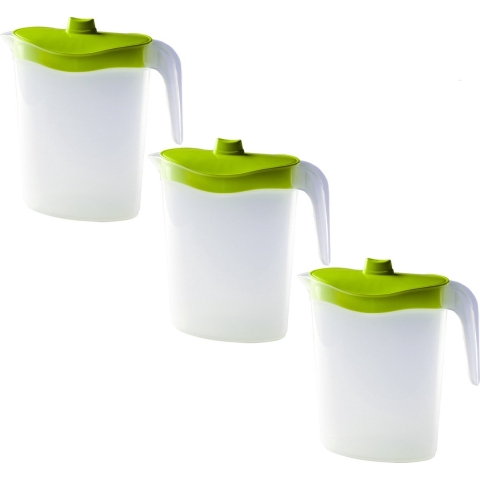 Waterkan/sapkan met afsluitbare deksel in groen - 3x - 1,5 liter - kunststof - 9 x 21 cm -