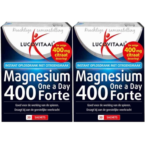Gratis Verzending: 2x Lucovitaal Magnesium 400 Forte One a Day 20 sachets
