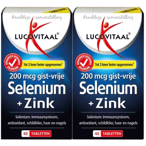 Gratis Verzending: 2x Lucovitaal Selenium&Zink 200 mcg Gistvrij 45 tabletten